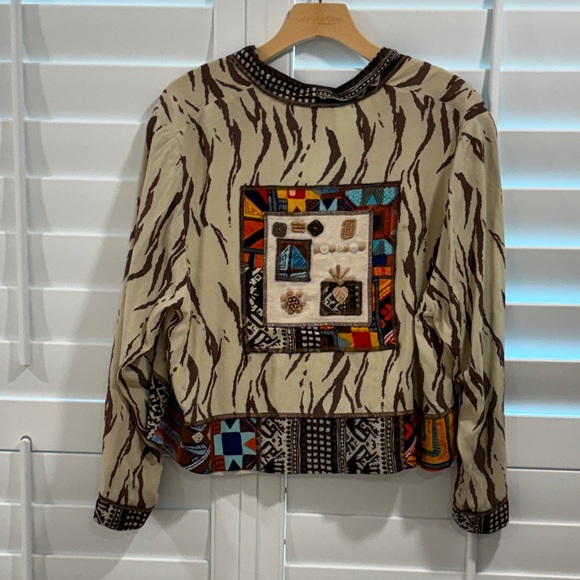Vintage Surya Brown and Cream Artsy Jacket - Picture 5 of 8